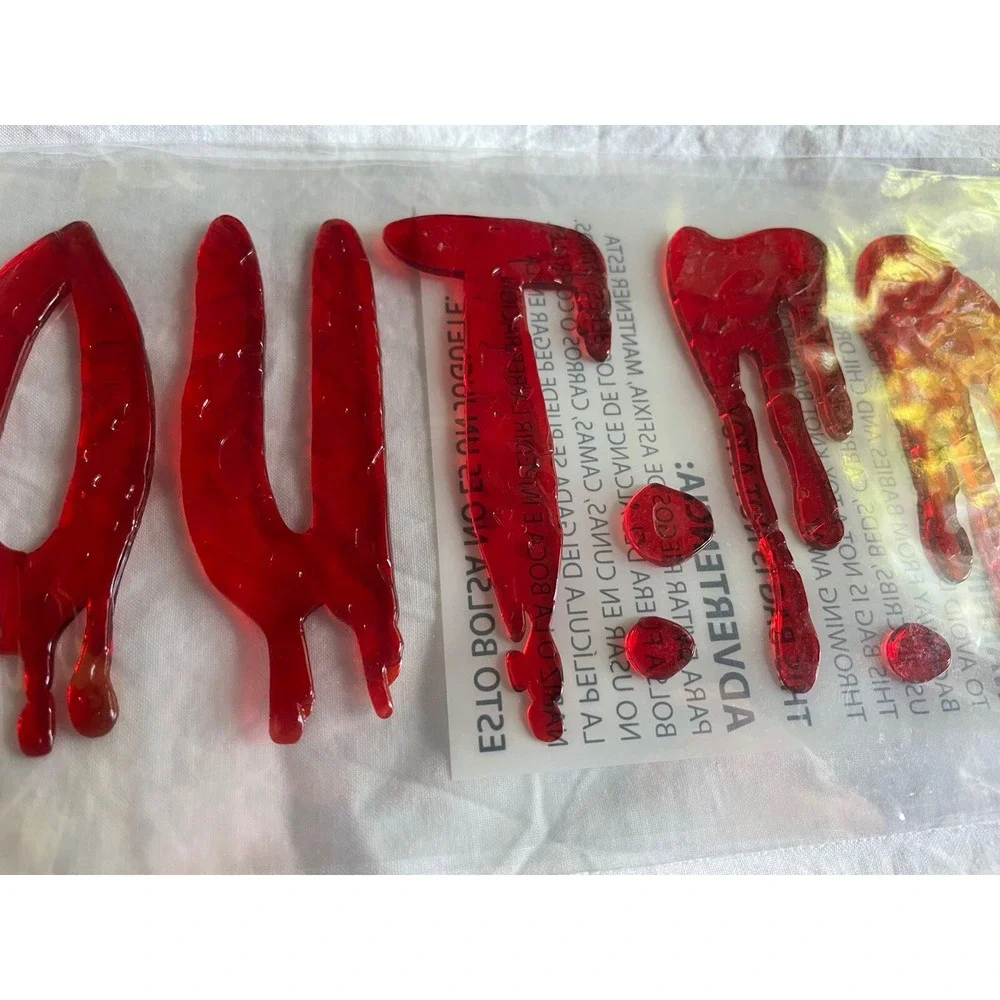 NEW HALLOWEEN 17‎ pc Red Bloody KEEP OUT Warning Window Gel Clings Decor Spooky!